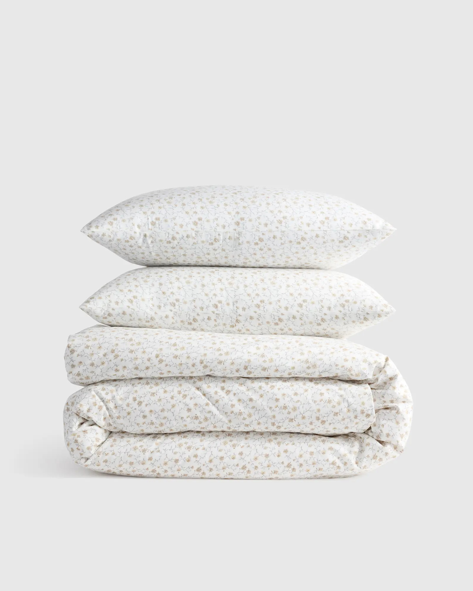 Classic Organic Percale Duvet Cover Set in Toffee Florette | Quince