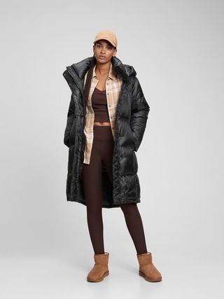 100% Recycled Relaxed Heavyweight Midi Puffer Coat | Gap (US)