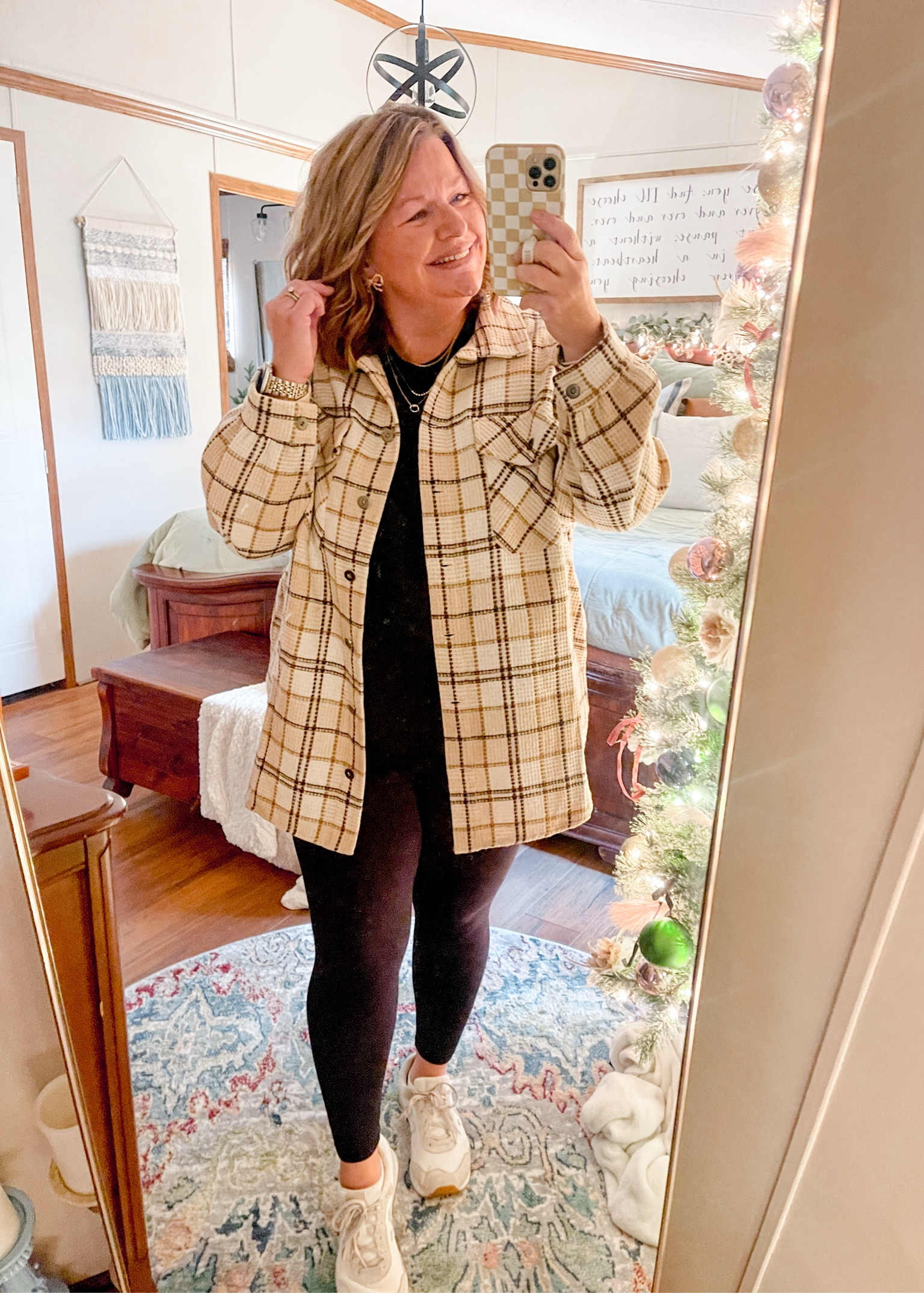 Keeping it comfy and cute in my plaid jacket, leggings, and favorite kicks! ✨ Casual vibes but always with a little style.
‘This is the day that the Lord has made; let us rejoice and be glad in it.’ – Psalm 118:24 🖤
#OOTD #PlaidAndKicks #FaithAndFashion #EffortlessStyle

#LTKStyleTip #LTKMidsize #LTKOver40