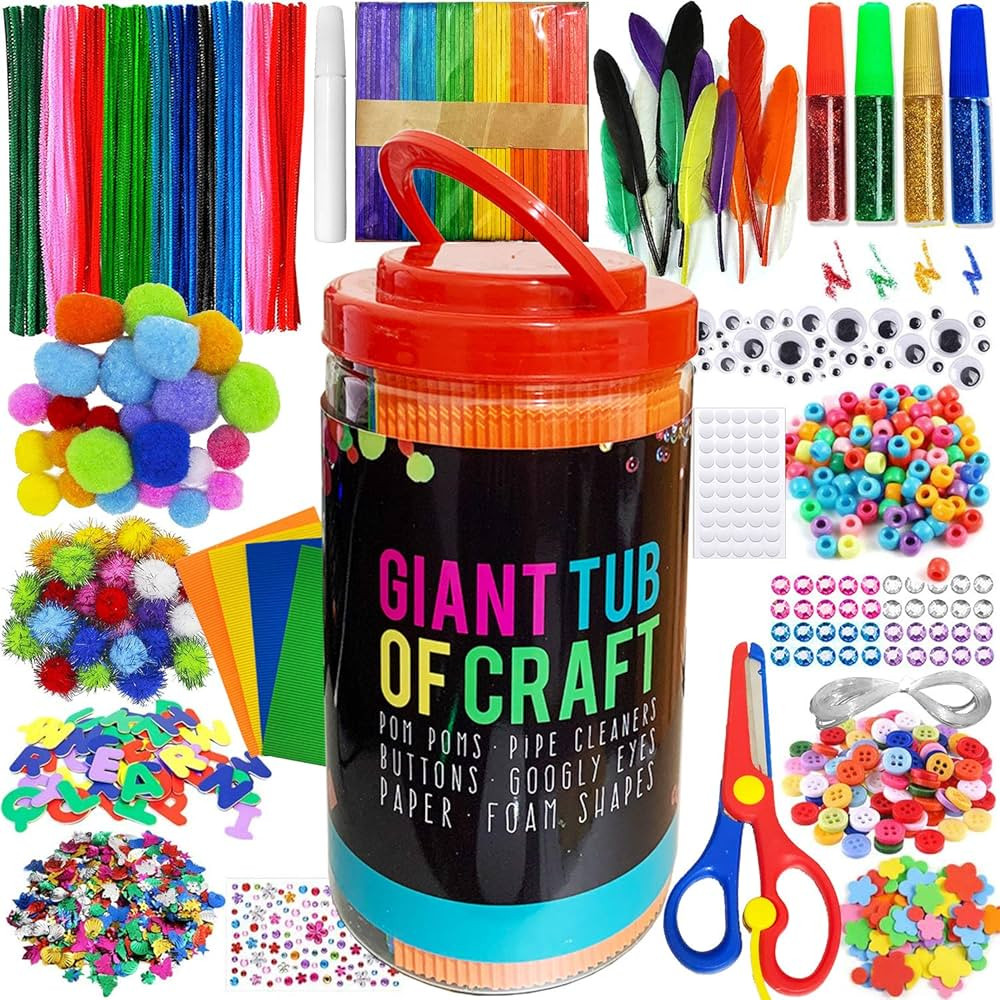 MOISO Kids Crafts and Art Supplies Jar Kit - 560+ Piece Set - Make Bracelets and Necklaces - Plus... | Amazon (US)