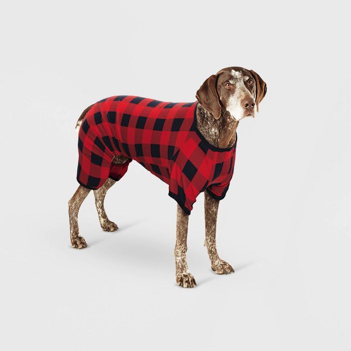Dog and Cat Buffalo Check Pajama with Sleeves - Wondershop™ Red | Target