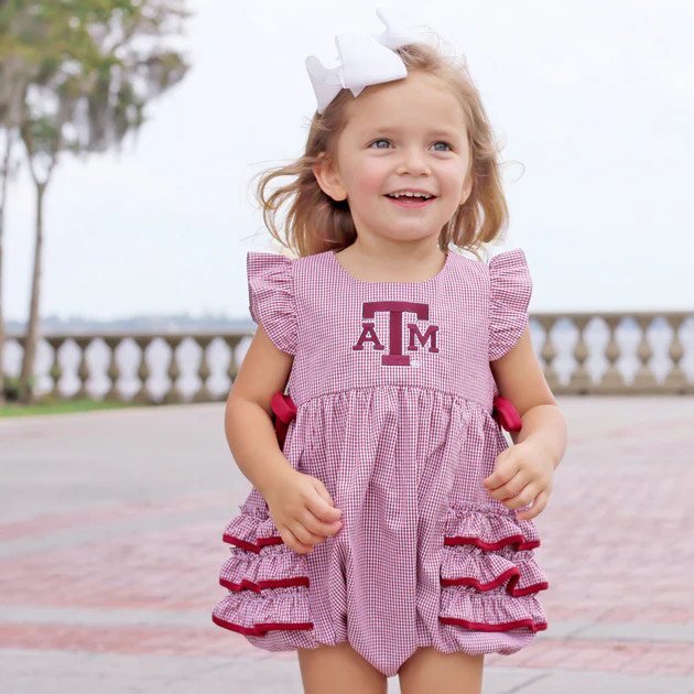 Texas A&M Embroidered Maroon Ruffle Bubble | Classic Whimsy