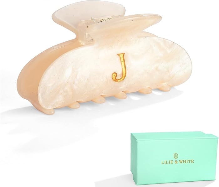 LILIE&WHITE Bridesmaid Proposal Gifts Acrylic Letter Hair Clips For Women Stylish J Monogram Hair... | Amazon (US)