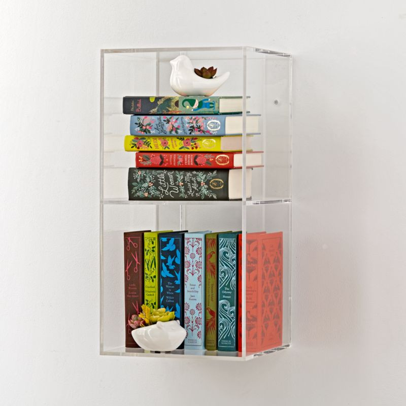 Now You See It Clear Acrylic 2-Bin Floating Shelf Bookcase + Reviews | Crate & Kids | Crate & Barrel