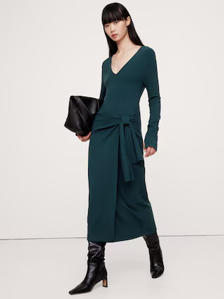 Sculpted Tie-Front Midi Dress | Banana Republic (US)
