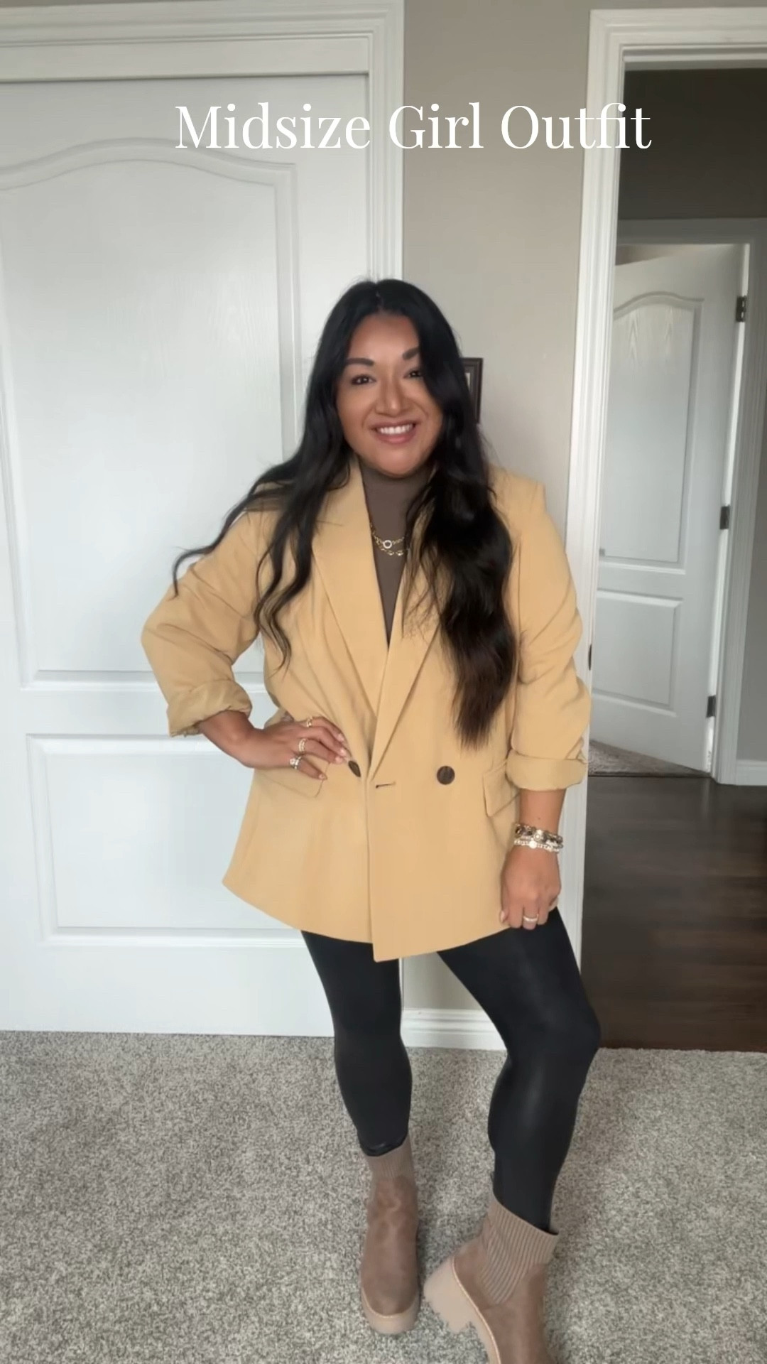 Blazer - XL for oversized fit ( also when I went in store that’s all they had , L would’ve given me a good oversized look even better ) 

Bodysuit - Large , true to size and stretchy 

Faux Leather Leggings - I’m in a large and petite length , I’m 5’2” and fits perfectly ( my fav leggings ever ) 

#LTKMidsize #LTKootd