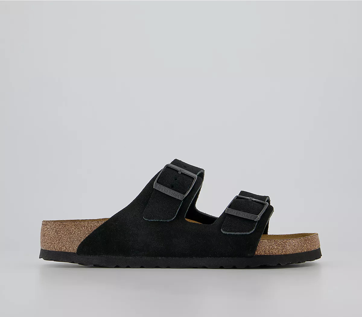 BIRKENSTOCK
								Arizona Two Strap Sandals
								Suede Black | OFFICE London (UK)