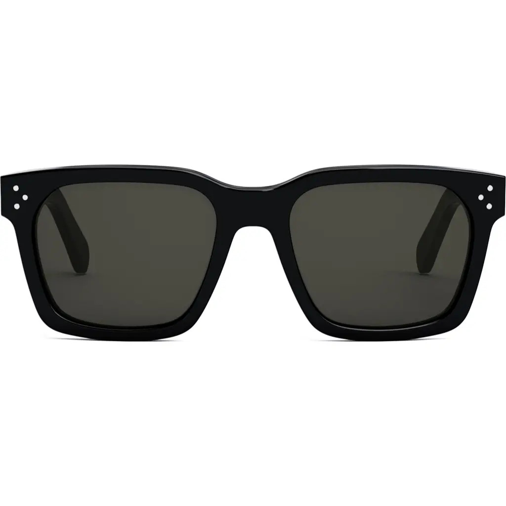 CELINE Bold 3 Dots 54mm Geometric Sunglasses in Shiny Black /Smoke at Nordstrom | Nordstrom