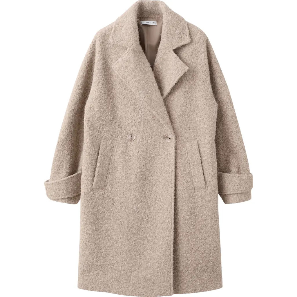 MANGO Lapels Bouclé Coat in Beige at Nordstrom, Size Large | Nordstrom