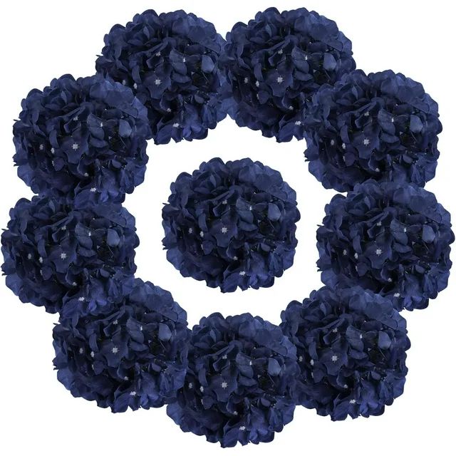 Hydrangea Silk Flowers Navy Blue Heads Pack Of 10 Full Hydrangea Flowers Ar | Walmart (US)