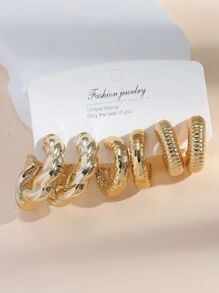 3pairs /Set Chunky Hoop Earrings Set Fashionable C Shape Screw Earrings Jewelry | SHEIN