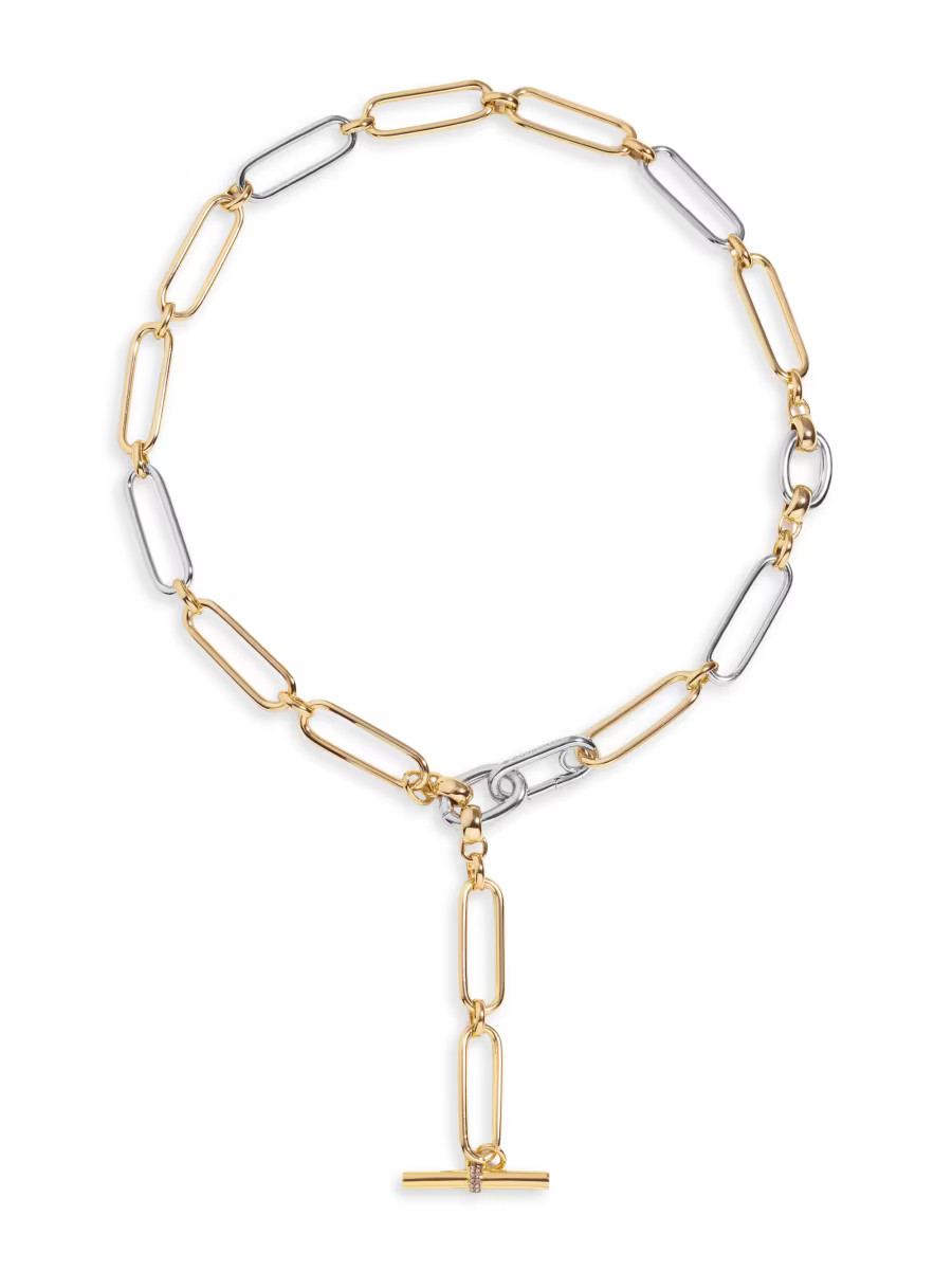 Theo 12K-Gold-Plated & Rhodium-Plated Necklace | Saks Fifth Avenue