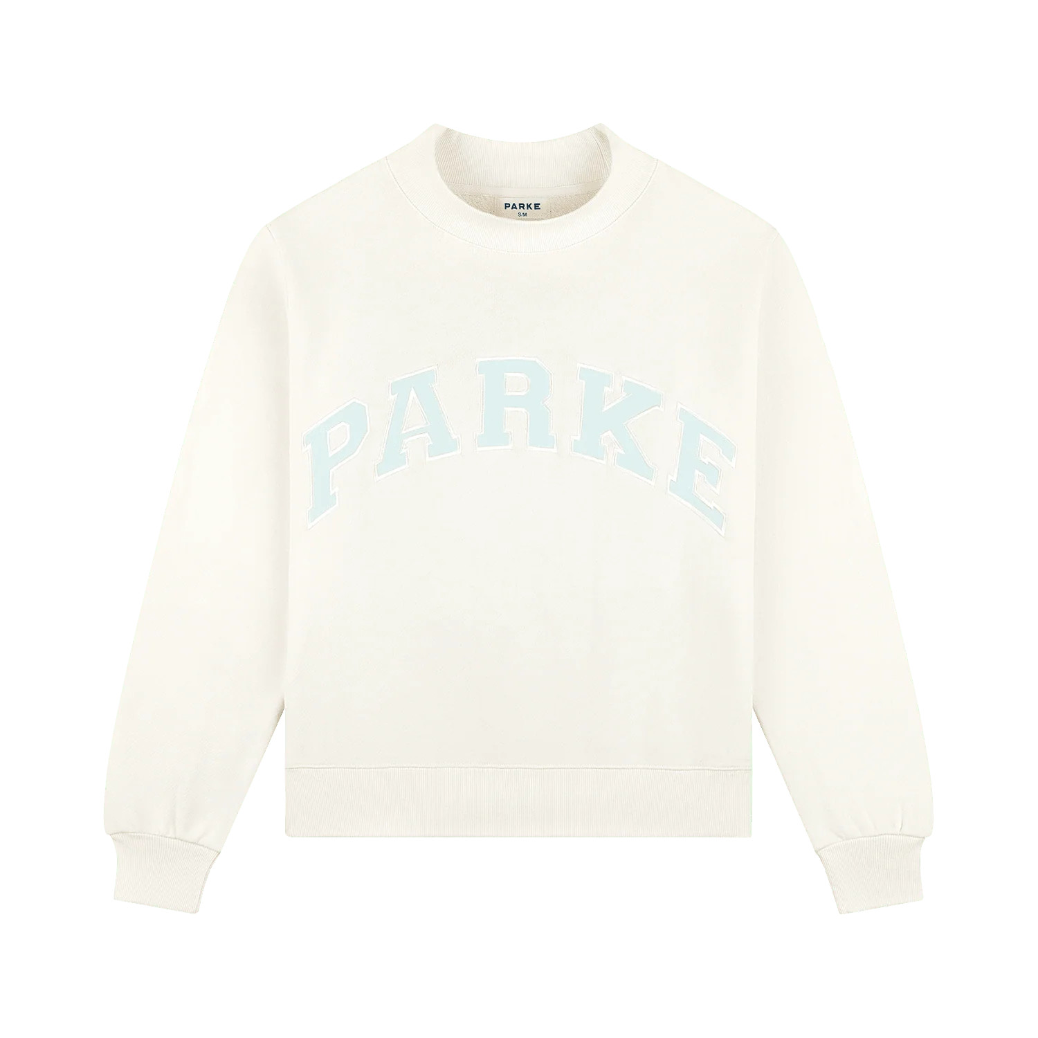 Bridal Varsity Mockneck - Pearl + Pale Blue | Parke