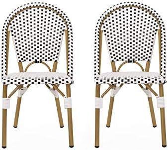 Christopher Knight Home 313251 Philomena Outdoor French Bistro Chair (Set of 2), Black + White + ... | Amazon (US)