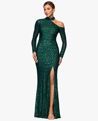 Women's Long-Sleeve Sequined Long Dress | Macy's