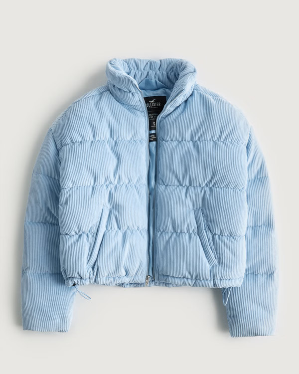 Women's Corduroy Mock-Neck Puffer Jacket | Women's Clearance | HollisterCo.com | Hollister (US)