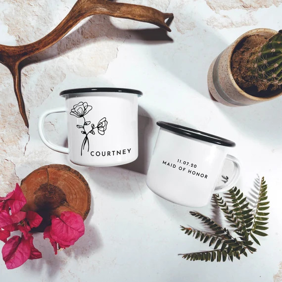 Floral Bridesmaid Camping Mugs Maid of Honor Campfire Mug | Etsy | Etsy (US)