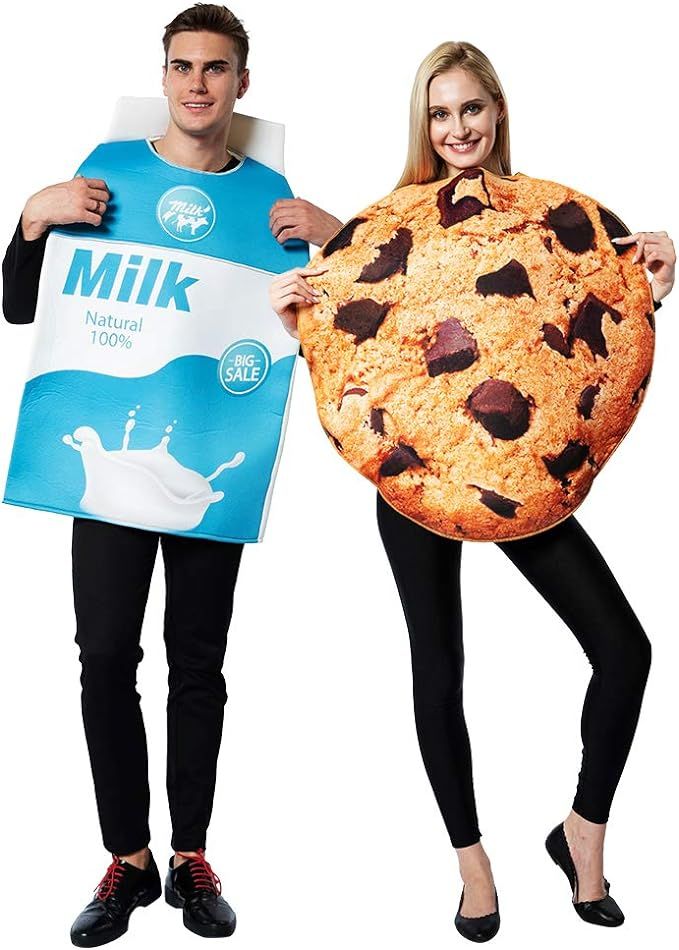 ReneeCho Couple Cookies and Milk Carton Box Costume Halloween Food Adult Men Women | Amazon (US)