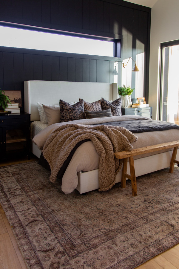 This bedding look is all about layered neutrals and texture.