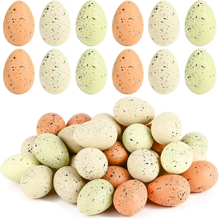 36 Pcs Speckled Easter Eggs 2.4 in Plastic Speckled Eggs Decor Vase Filler Artificial Chicken Egg... | Amazon (US)