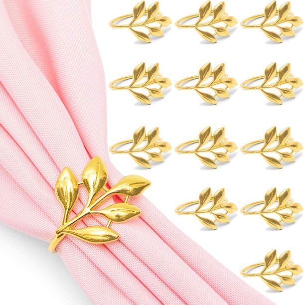 Set of 12 Leaf Gold Napkin Rings Holder for Dinner Table Wedding Event, 1.8 inches - Walmart.com | Walmart (US)