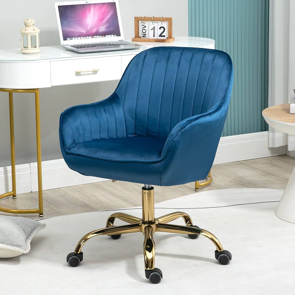 NORDICANA Home Office Chair Ergonomic Task Chair, Swivel Desk Chair, Upholstered Velvet Computer ... | Amazon (US)