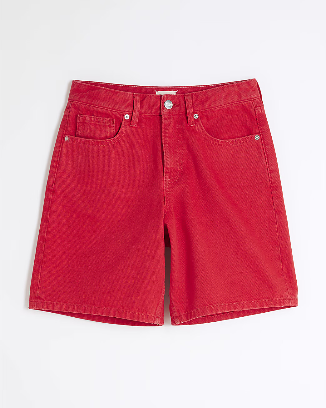 Red Denim Longline Bermuda Shorts | River Island UK & IE