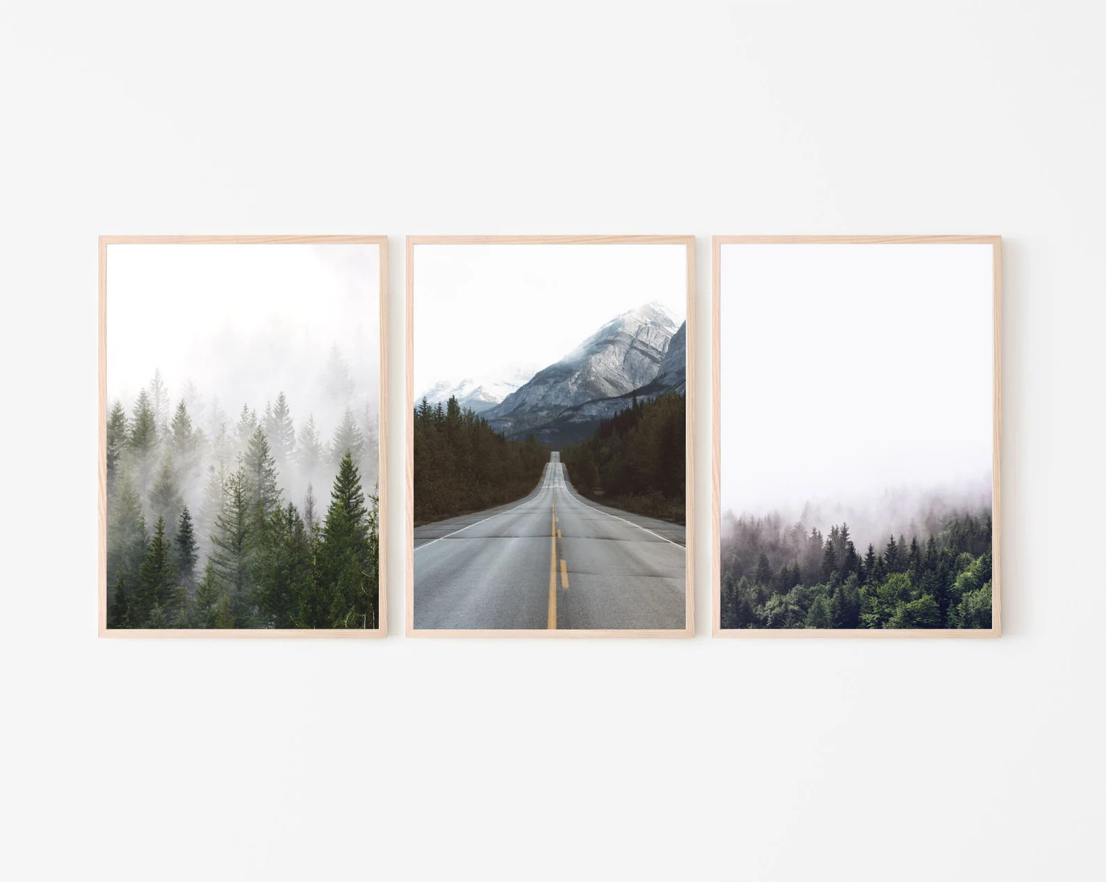 Foggy Forest Canvas Poster Misty Print Autumn Mountain Road | Etsy | Etsy (US)