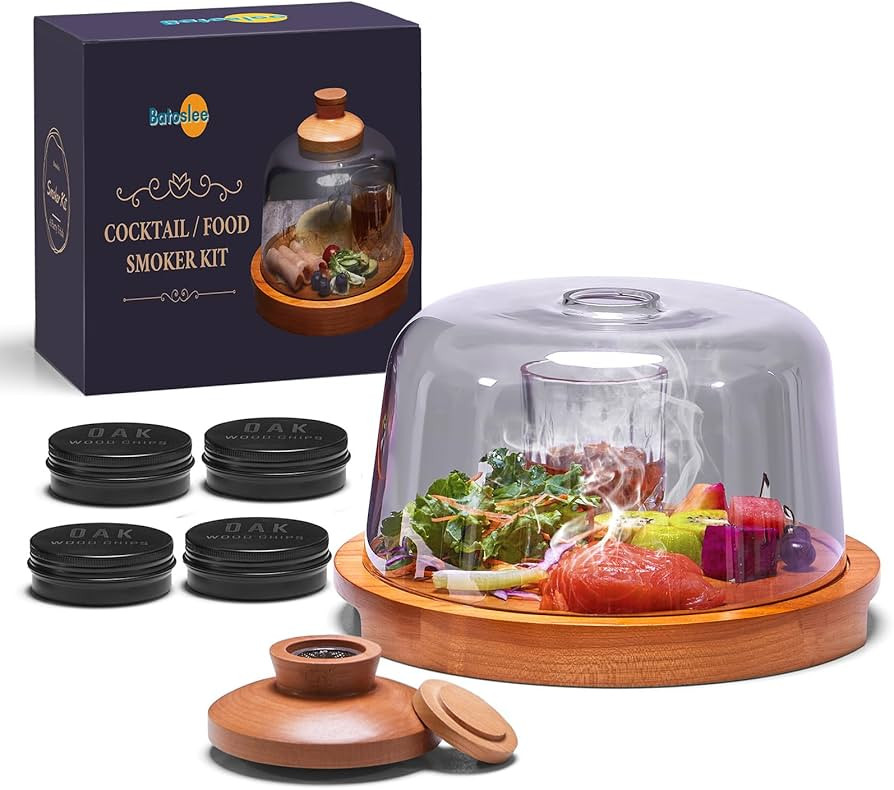 Cocktail Smoker Kit with Wooden Base and Glass Dome, Perfect for Infusing Smoky Flavors into Old ... | Amazon (US)