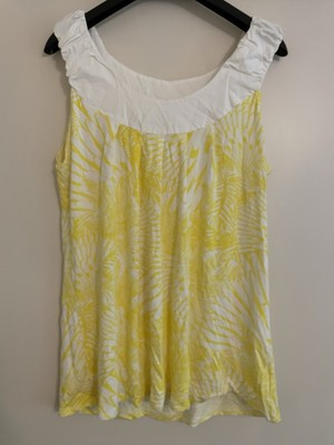 Anthropologie Weston Wear Top Yellow White XL Tank Sleeveless Abstract Floral | eBay US