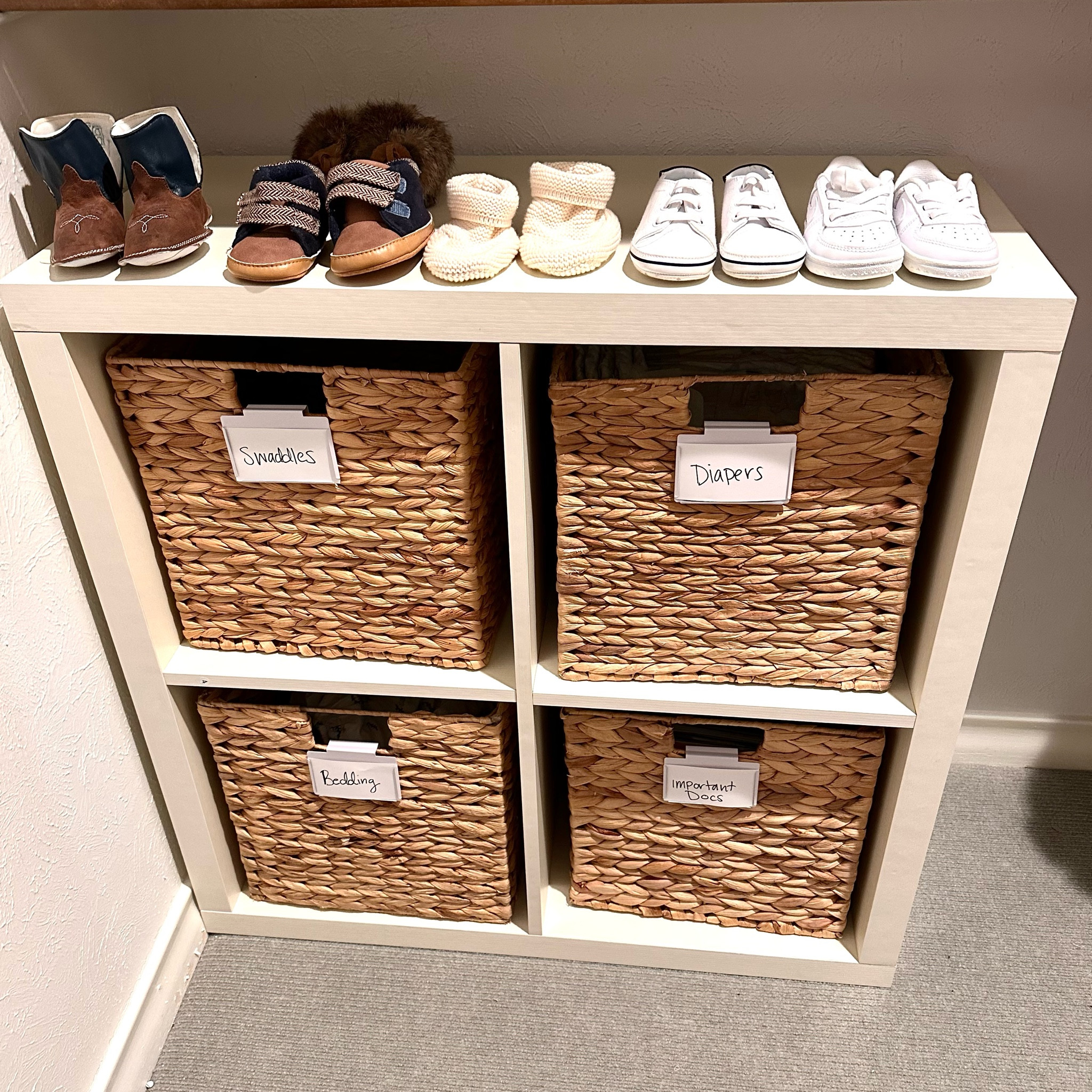Needed shelves in my son’s closet but didn’t want to build them in case we wanted the hanging space down the road. This shelving unit from the container store is amazing!

#LTKFind #LTKhome #LTKkids