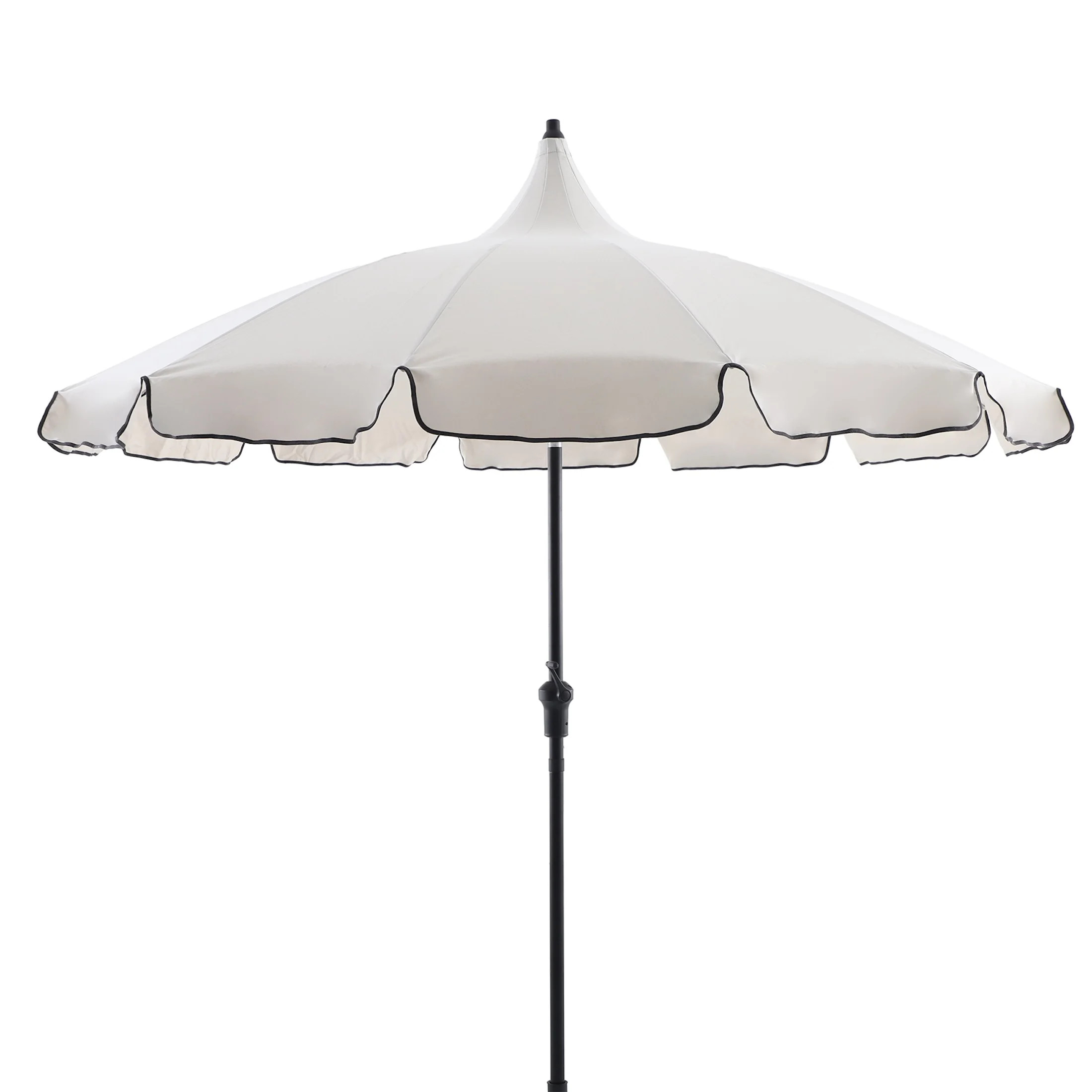 My Texas House 9ft Outdoor Round Market Patio Umbrella with White Canopy and Black Trim | Walmart (US)
