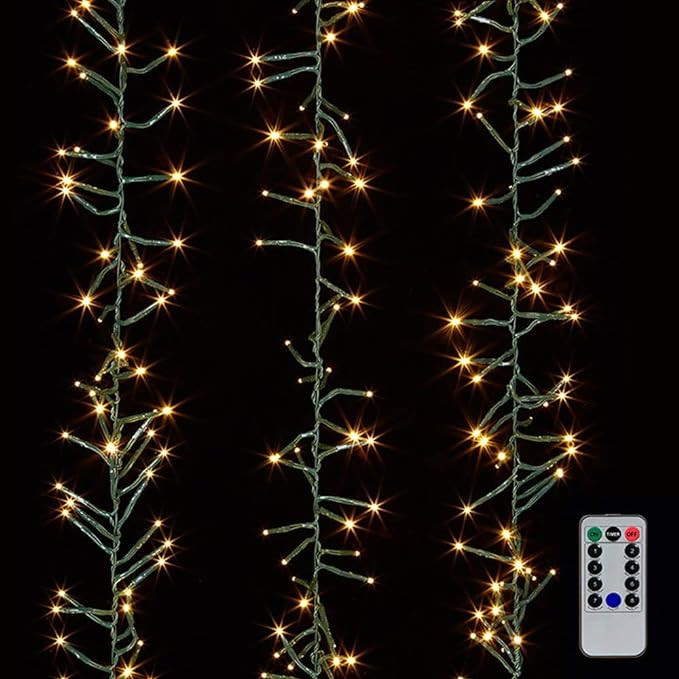 Amazon.com: RAZ Imports Lights 19.6' Cluster Garland Green Wire with 600 White Light and Remote (... | Amazon (US)