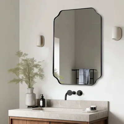 Contemporary Rounded Notched Corner Irregular Scalloped Mirror for Wall | Wayfair North America