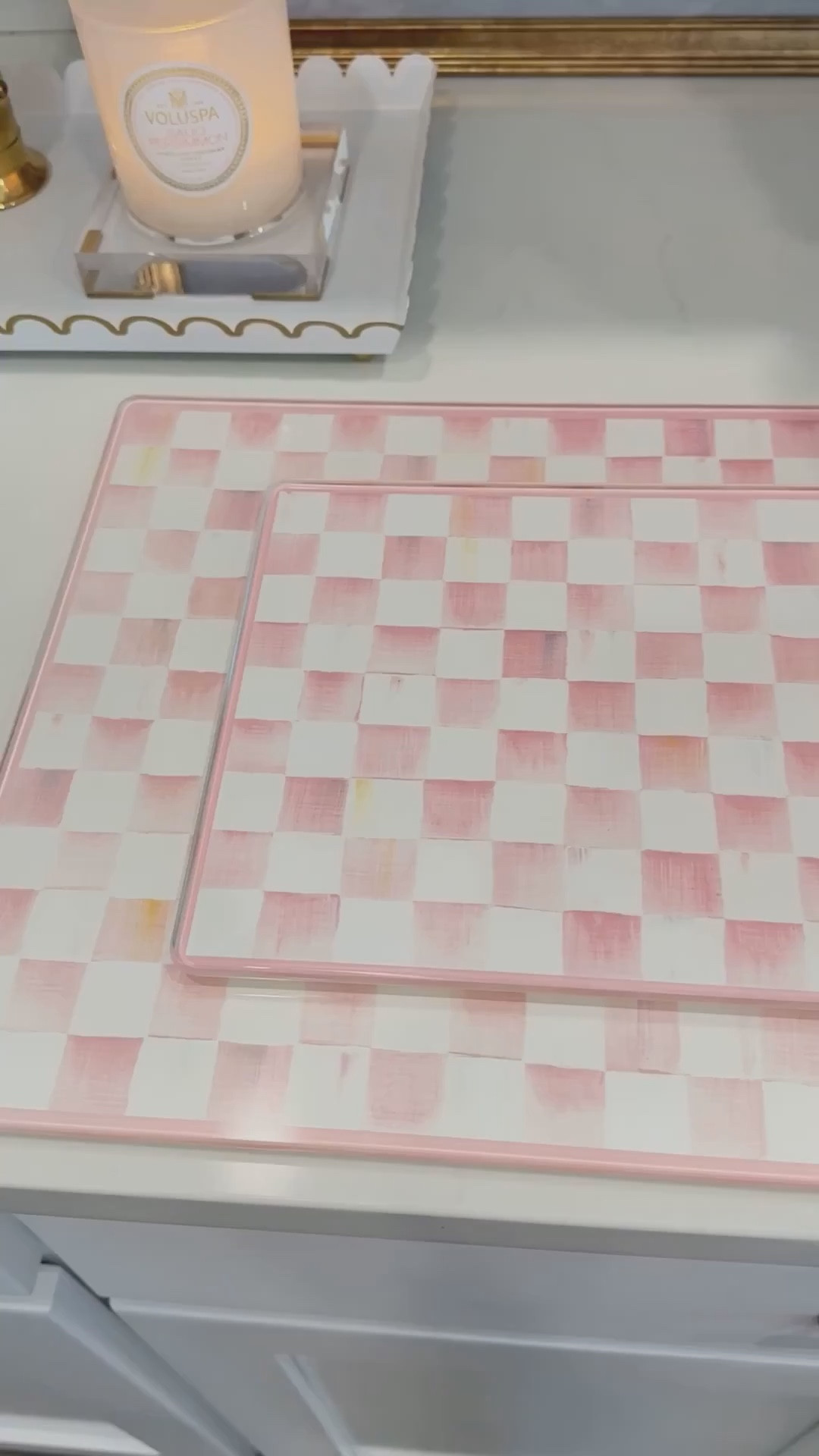 Pink glass cutting board 