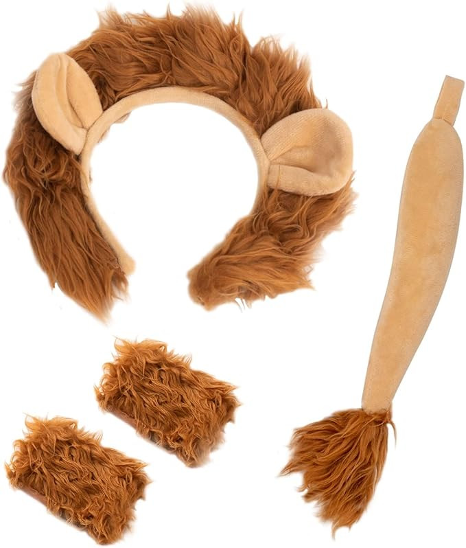 Funny Party Hats Lion Ears and Tail and Paw Set - Realistic Lion Costume for Adults and Children ... | Amazon (US)