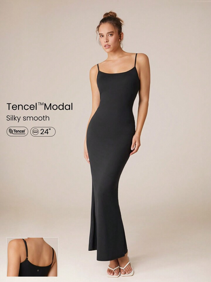 GLOWMODE Modal Fishtail Maxi Slip Dress Adjustable Straps Daily Casual Summer Dress Party Dress Long Dress Prom Dress | SHEIN