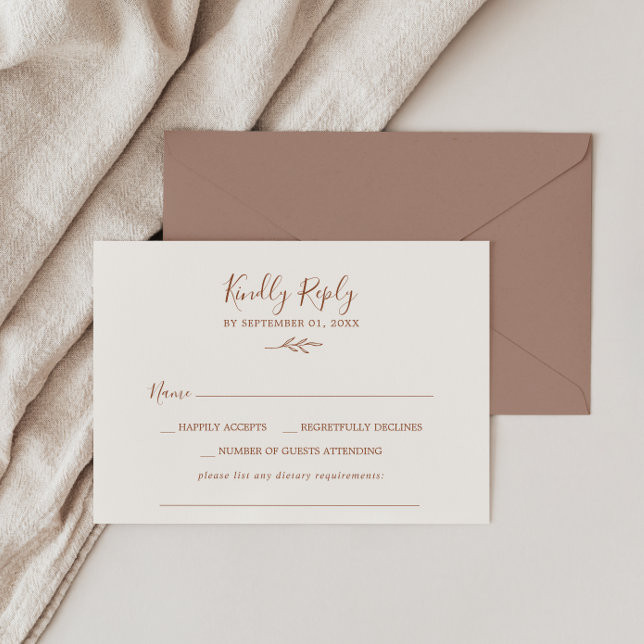 Minimal Leaf | Boho Cream Dietary Requirement RSVP Card | Zazzle | Zazzle