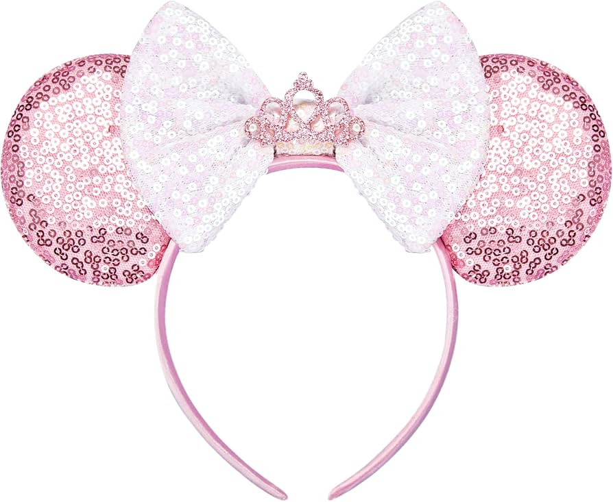 FANYITY Mouse Ears, Sequin Mouse Ears Headband for Girls Women (pink Crown) | Amazon (US)