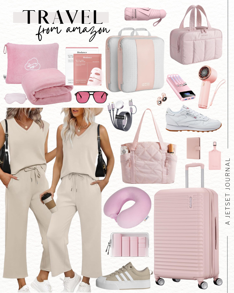 This Amazon Travel collection has everything you need for your next trip! ✈️ This week’s favorites include pink American Tourister Stratum luggage and a matching BAGSMART Crush tote bag. For travel outfits, check out the SAMPEEL two-piece set and WIHOLL lounge set, paired with classic Reebok sneakers. Plus, more Amazon travel essentials, vacation outfits, luggage, travel bags, airport outfits, comfy sets, and travel style finds! 

 #LTKSeasonal #LTKSaleAlert #LTKTravel