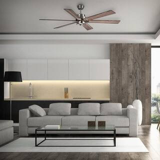 Home Decorators Collection Statewood 70 in. Indoor LED Brushed Nickel Ceiling Fan with Light Kit,... | The Home Depot