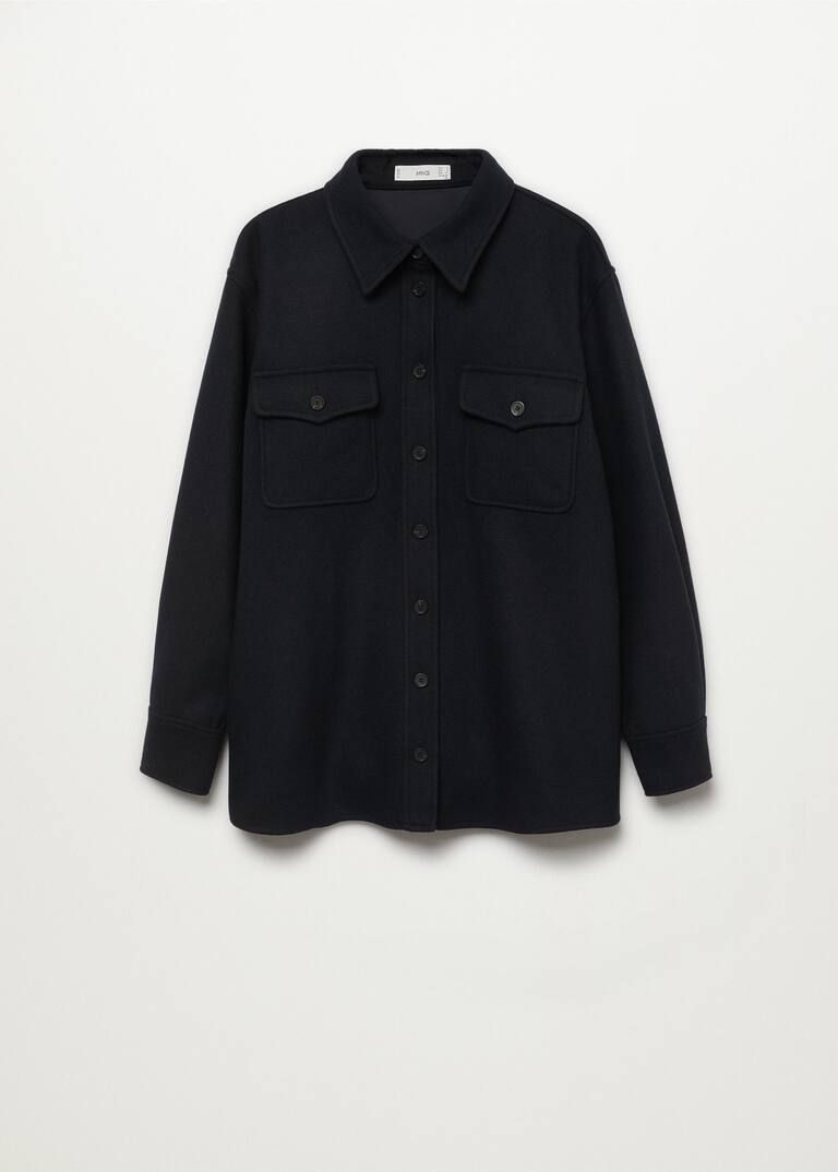 Wool shirt with pockets -  Women | Mango USA | MANGO (US)