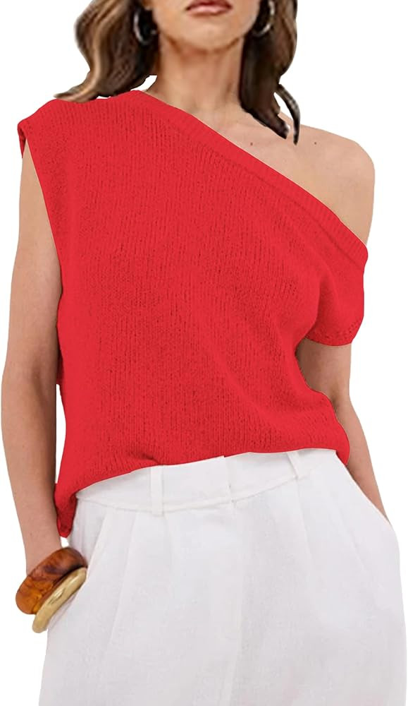 Fhniepan Women's Off The Shoulder Sweater Tops Summer Short Sleeve Knit Casual Shirt 2025 Trendy ... | Amazon (CA)