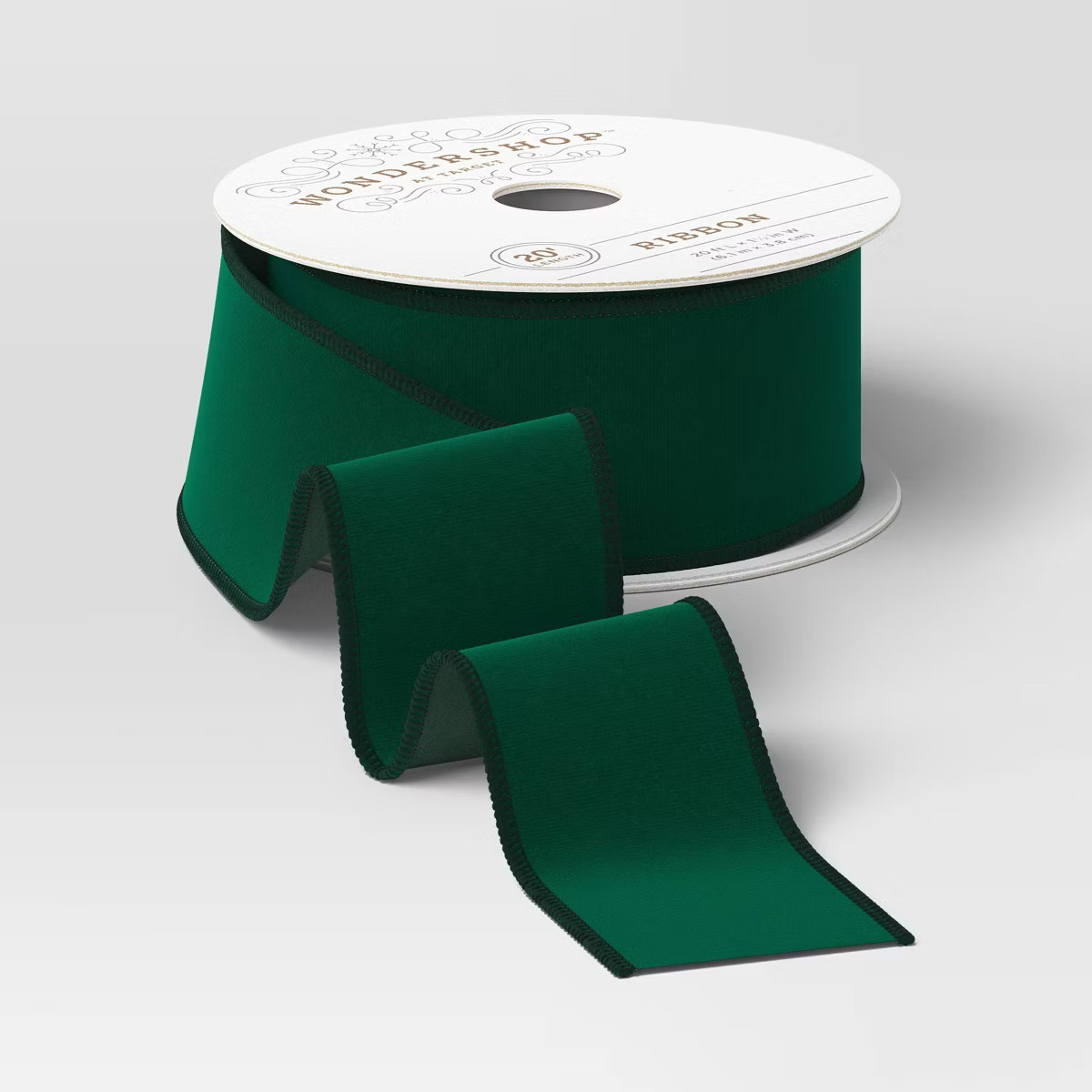 1.5" Velvet Fabric Christmas Ribbon 20' Green - Wondershop™ | Target