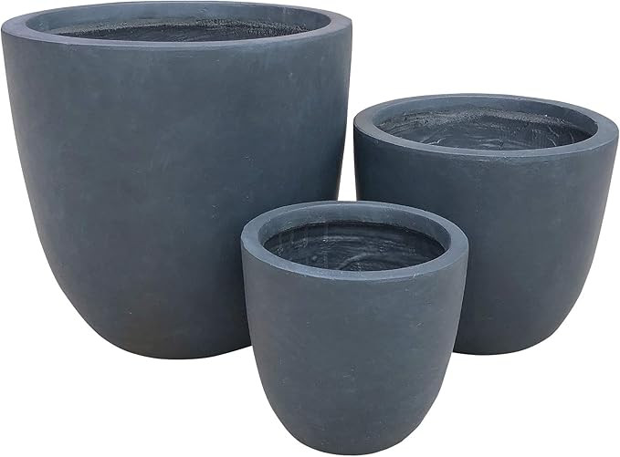 Kante RC0050ABC-C60121 Lightweight Concrete Modern Seamless Outdoor Round Planter, Granite | Amazon (US)