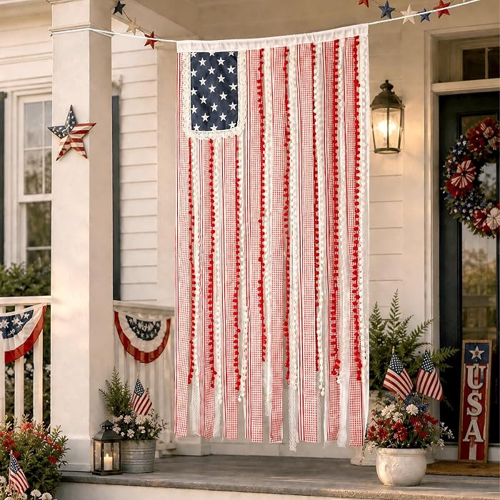4.3 x 2.3 Ft Rag American Flag Banner \u2013 4th of July Decorations, Patriotic Memorial Day Home... | Amazon (US)