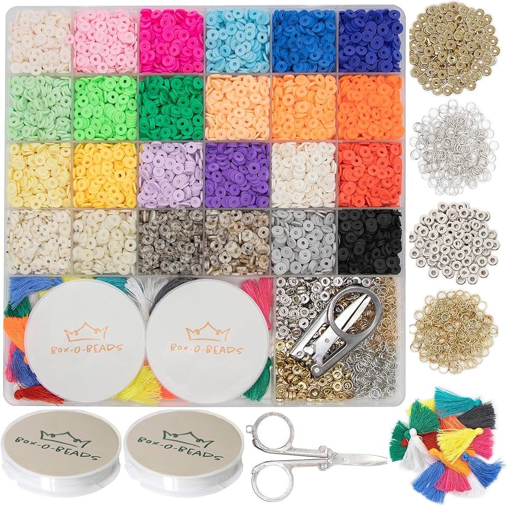 Clay Beads Bracelet Making Kit by Box-O-Beads, 6000 pcs Polymer Clay Heishi Beads for Bracelet & ... | Amazon (US)