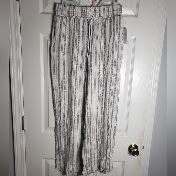 Time and Tru White with Black Stripes Drawstring Bag Pants | Poshmark