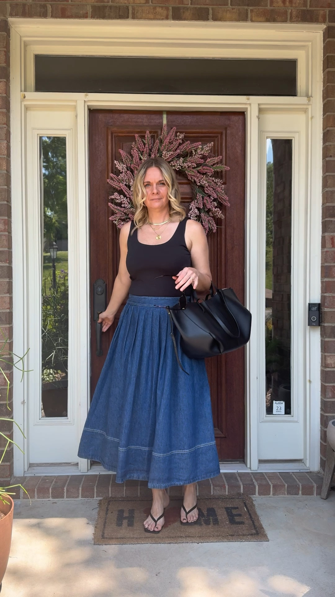 OOTD heading out for a personal shopping appointment with a client ✨ Black bodysuit + denim midi skirt + black thong kitten heel sandals. The skirt is new and still shoppable — linked it along with the rest of the look below! 👇

#LTKdayinmylife #LTKootd #LTKOver40