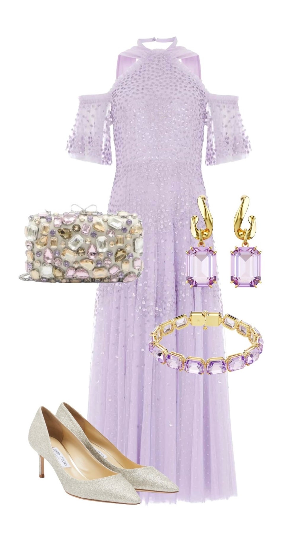 An evening look fit for royalty, this spectacular lilac occasion gown / dress (on sale) is even more glamorous partnered with a statement clutch & crystal jewellery, with timeless Jimmy Choo champagne gold glitter kitten heels to balance the point of focus 💜

Scallop Sequin Halter-neck Gown in Lilac - ON SALE at Needle & Thread

Crystal Embellished Clutch Bag - Self Portrait at MyTheresa

Champagne Gold Glitter Kitten Heels - ON SALE Jimmy Choo at MyTheresa 

Lilac Jewellery - Swarovski 

#LTKeurope #LTKsummer #LTKbag #LTKpartywear #LTKshoes #LTKstyletip #LTKwedding #LTKsale

#LTKdresses #LTKluxury #LTKuk